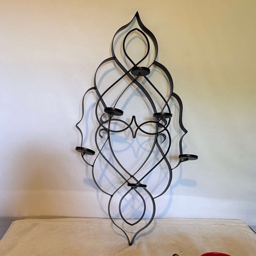 Decorative Black Metal Wall Candle Holder